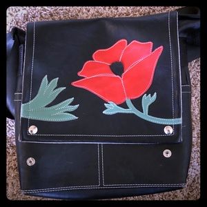Red Poppy Floral Messenger Bag